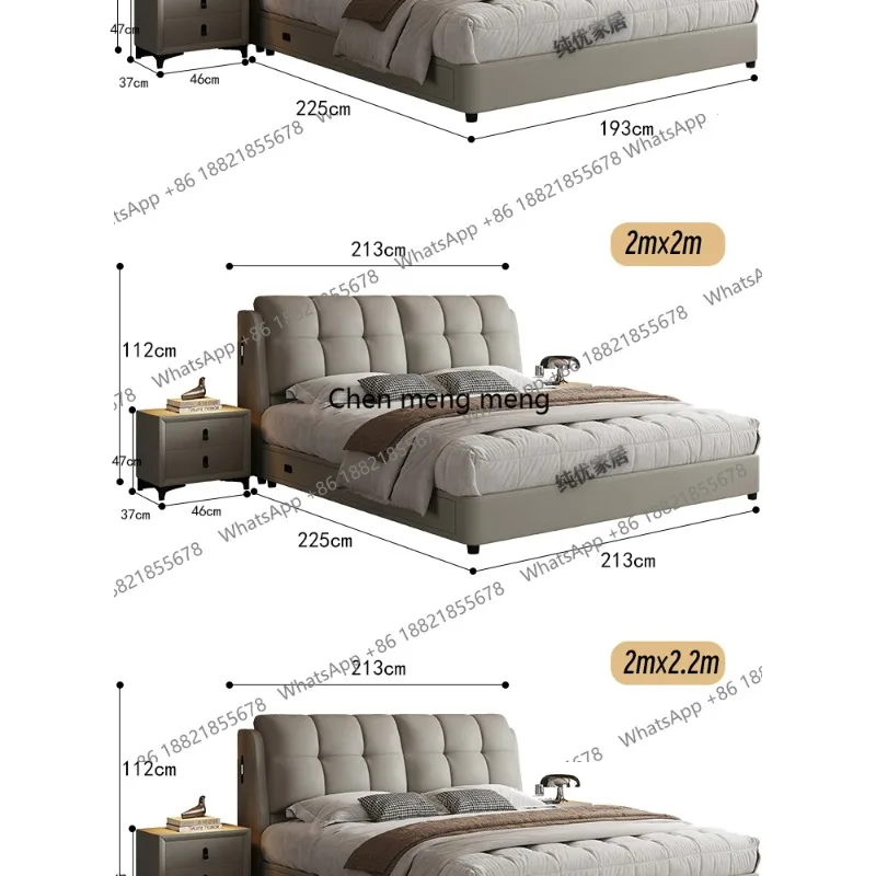 E136 180x200cm King Full Size Double Bed Leather Multifunctional Storage Twin Bed Frame Queen Luxury Cama Casal Bedroom Furnitur view 6