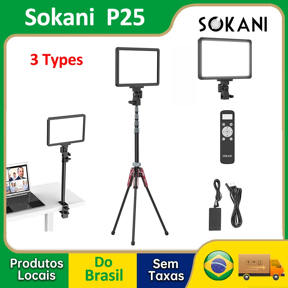 

【Do BRASIL】Sokani P25 LED Video Panel Light Fill Lamp Photography Lighting For Live Stream Photos Studio Video Filmmakers