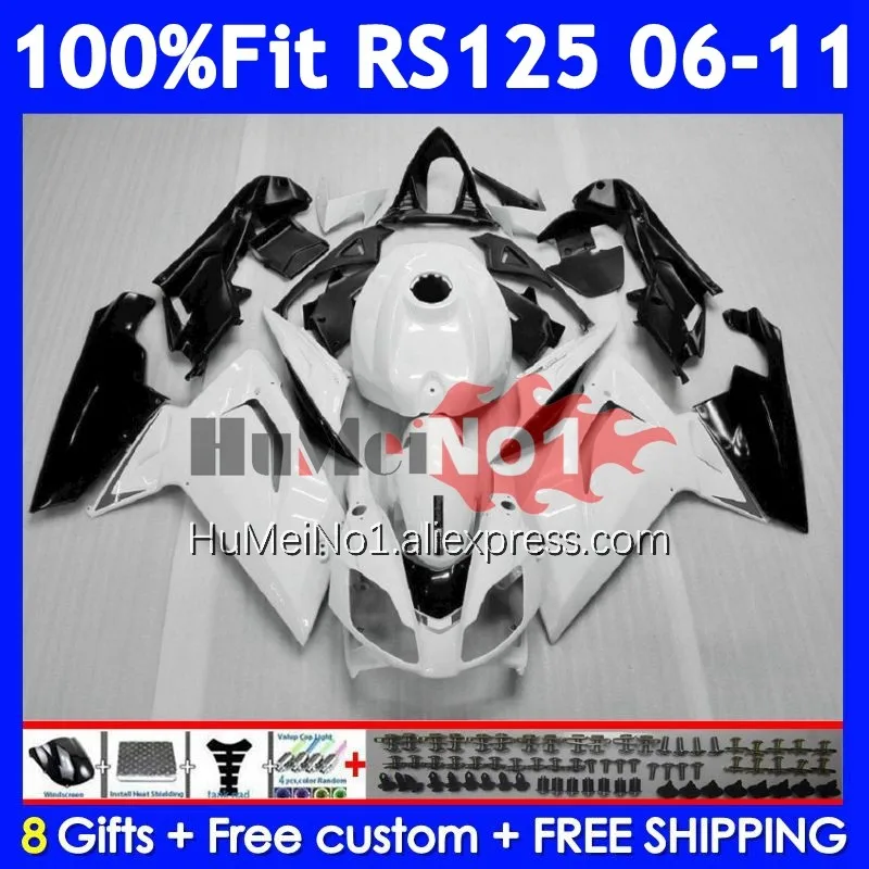 Injection For Aprilia RS-125 RSV125 R RS125 06 White black 07 08 09 10 11 312No.8 RS 125 2006 2007 2008 2009 2010 2011 Fairing