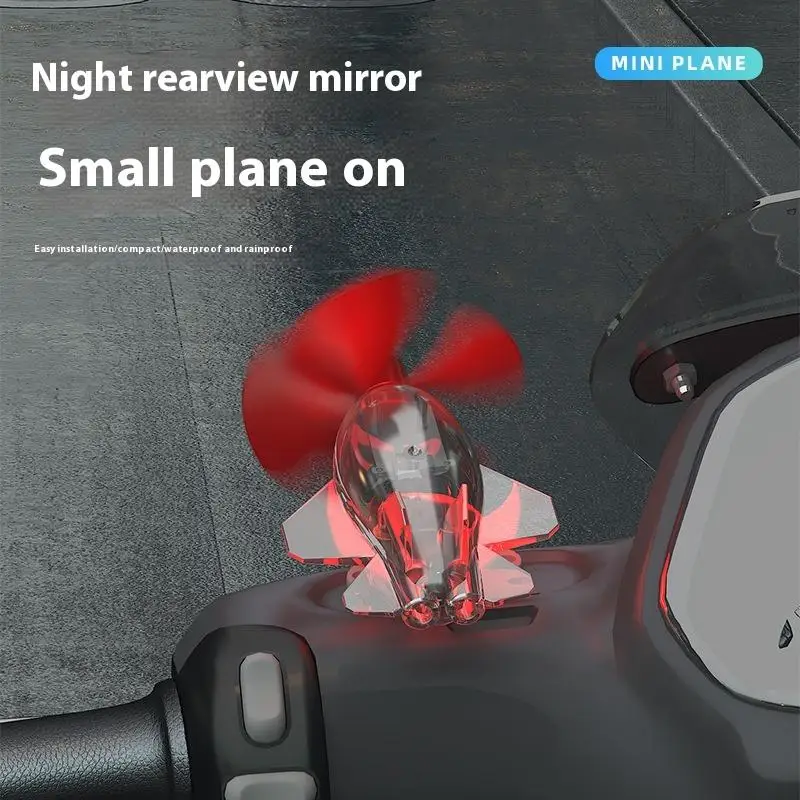 1 قطعة تعمل بالرياح LED طائرة زخرفة للدراجات النارية المقود سيارة مرآة الرؤية الخلفية في الليل الدورية LED أضواء الديكور