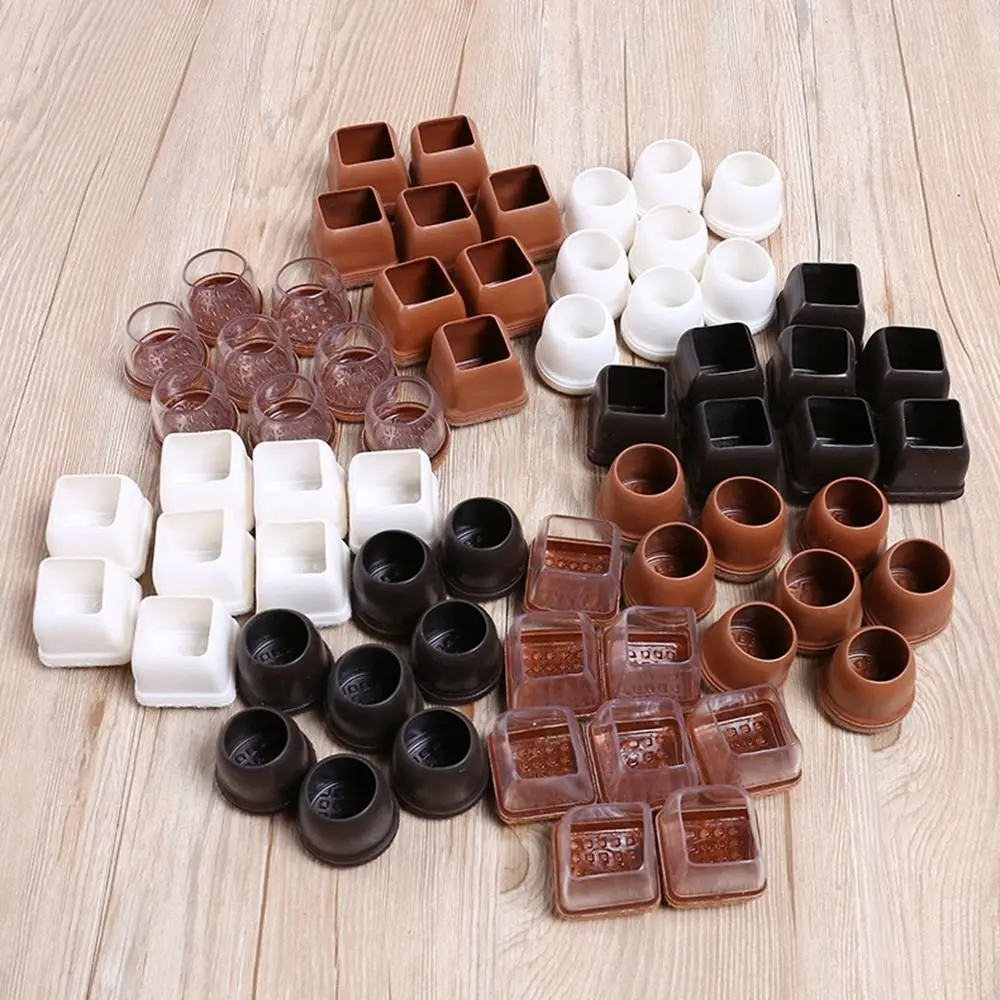 4PCS TPE Table Leg Protector Covers Felt Floor Protectors Table Foot Pads Circular Non-Slip Furniture Protection Pads Chair Leg