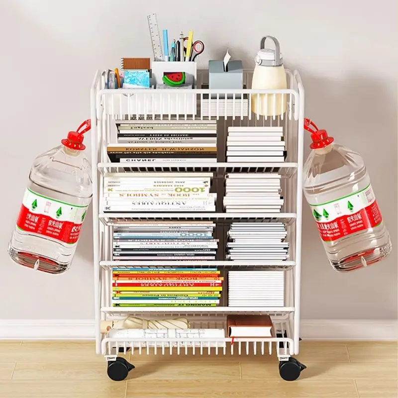 5-Tier White Metal Rolling Kitchen Storage Trolley Slim Narrow Gap Cart With Lockable Wheels Multi-Use Space Organizer