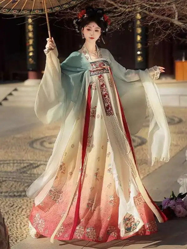 

Fiesta Carnival Halloween Cos Cosplay Hanfu Womensfashion Embroidery Chest Level Knitted Shirt Fairyism Guofeng Ancient Costume