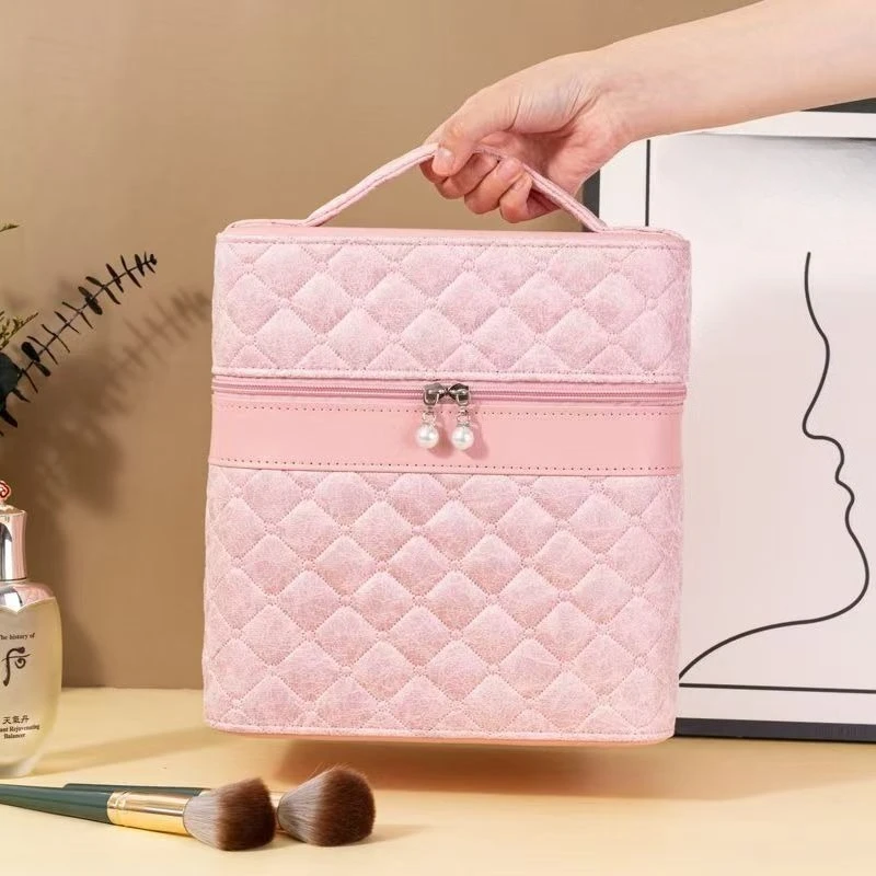 2026 New Professional Makeup Box Pu Leather Make Up Organizer Women Cosmetic Case with Mirror Travel Large Capacity Suitcase Bag