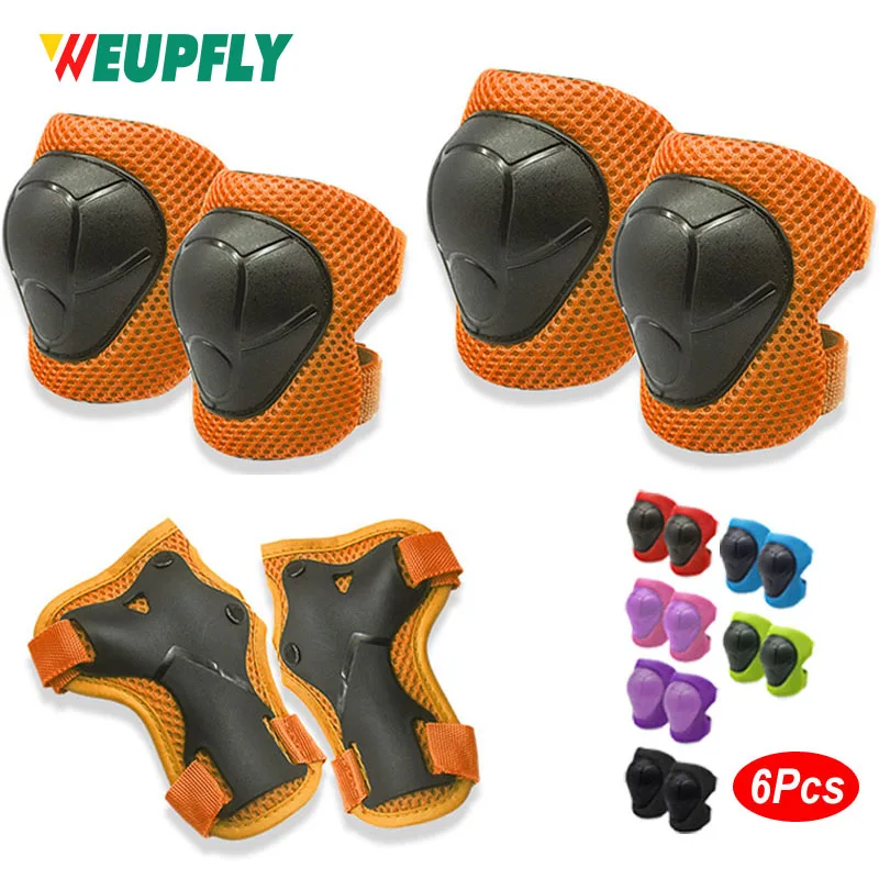6Pcs/Set Protective Gears Set for Kids Children Knee Pad Elbow Pads Wrist Guards Child Safety Protector Kit for Cycling Skating
