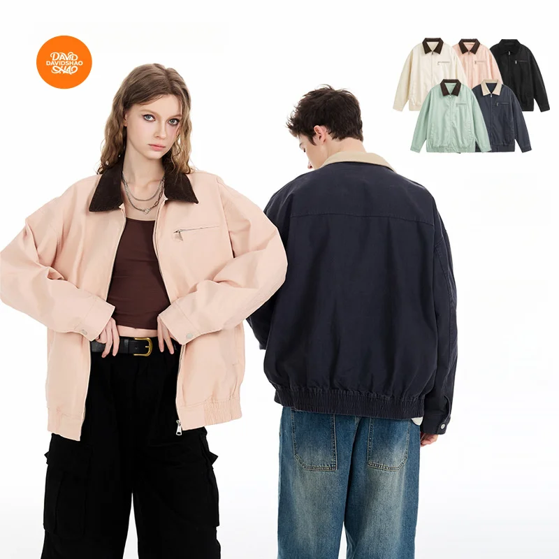 

DAVIDSHAO Европейский размер США Одежда высшего качества Уличная уличная одежда Роскошная рабочая одежда в стиле ретро Куртка унисекс Модная брендовая повседневная куртка большого размера