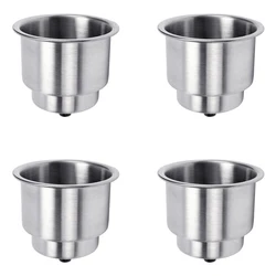 4PCS Recessed Stainless Steel Cup Drink Bottle Holder with Drain Marine for Boat Rv Camper Car Truck Two Stage