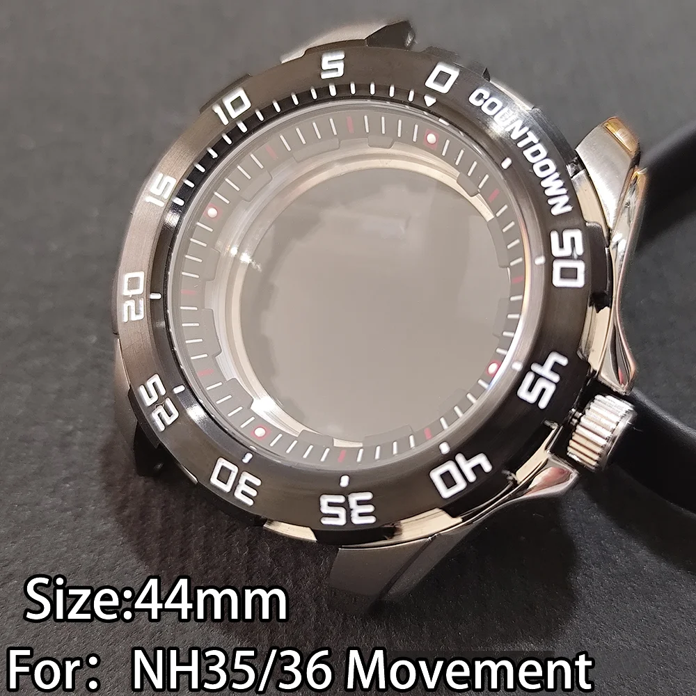 

44MM Watch Case Suitable For NH35/NH36 Movement Men's Wacth 22mm Strap Width Sapphire Glass Watch Stainless Steel Case Replace