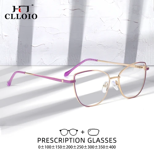 Imagen 2 del producto CLLOIO moda mujer gradiente Anti-luz azul gafas fotocromáticas miopía hipermetropía monturas de ojo de gato gafas de lectura personalizables