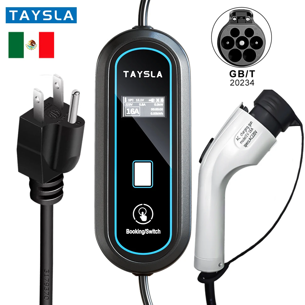 TAYSLA GBT شاحن 3.5KW الولايات المتحدة التوصيل نيما 5-15 120 فولت سيارة كهربائية كابل شحن المحمولة شاحن سيارات كهربائية ل BYD