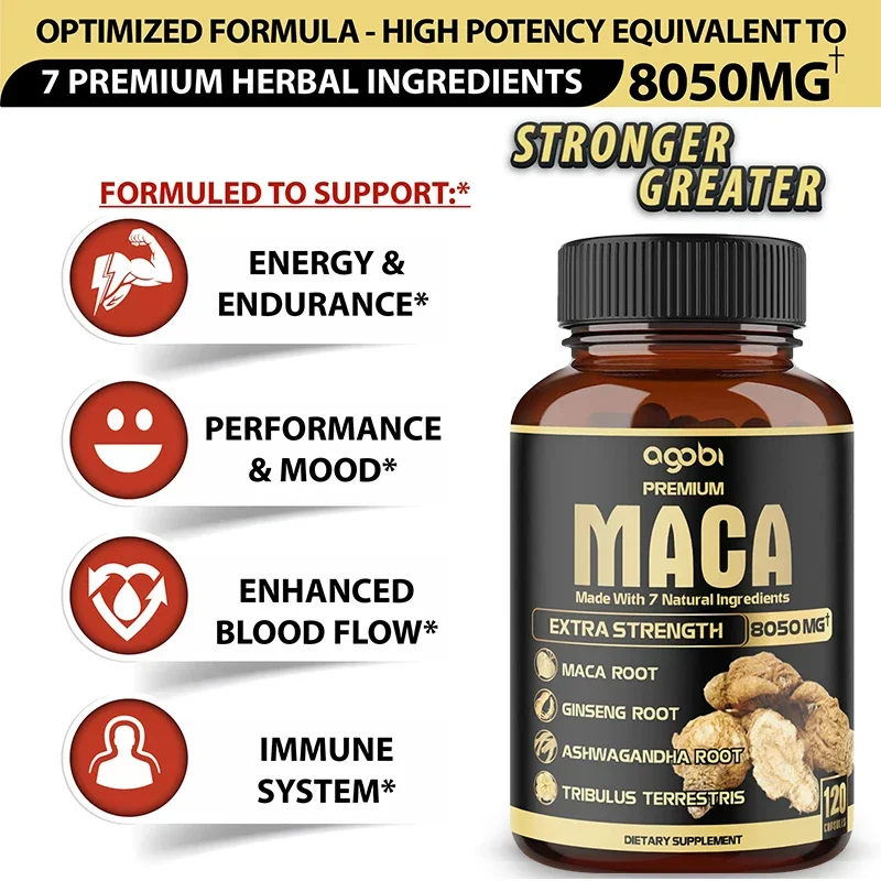 Balincer Men\'s Black Maca Supplement - Ginseng Supplement for Health, Energy and Endurance, Muscle Mass