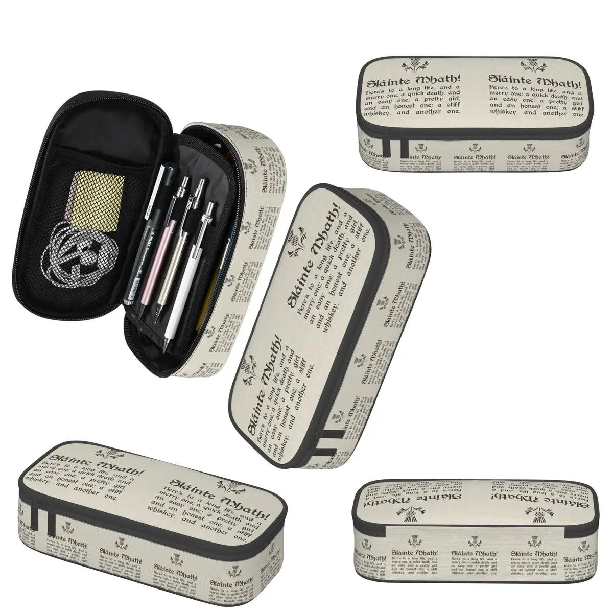 Slainte Mhath Federmäppchen mit schottischem Toast und Distel für Jungen und Mädchen, Geschenke, Stiftbox, Bleistiftbeutel, Schreibwarenbedarf, Stifthalter-Tasche