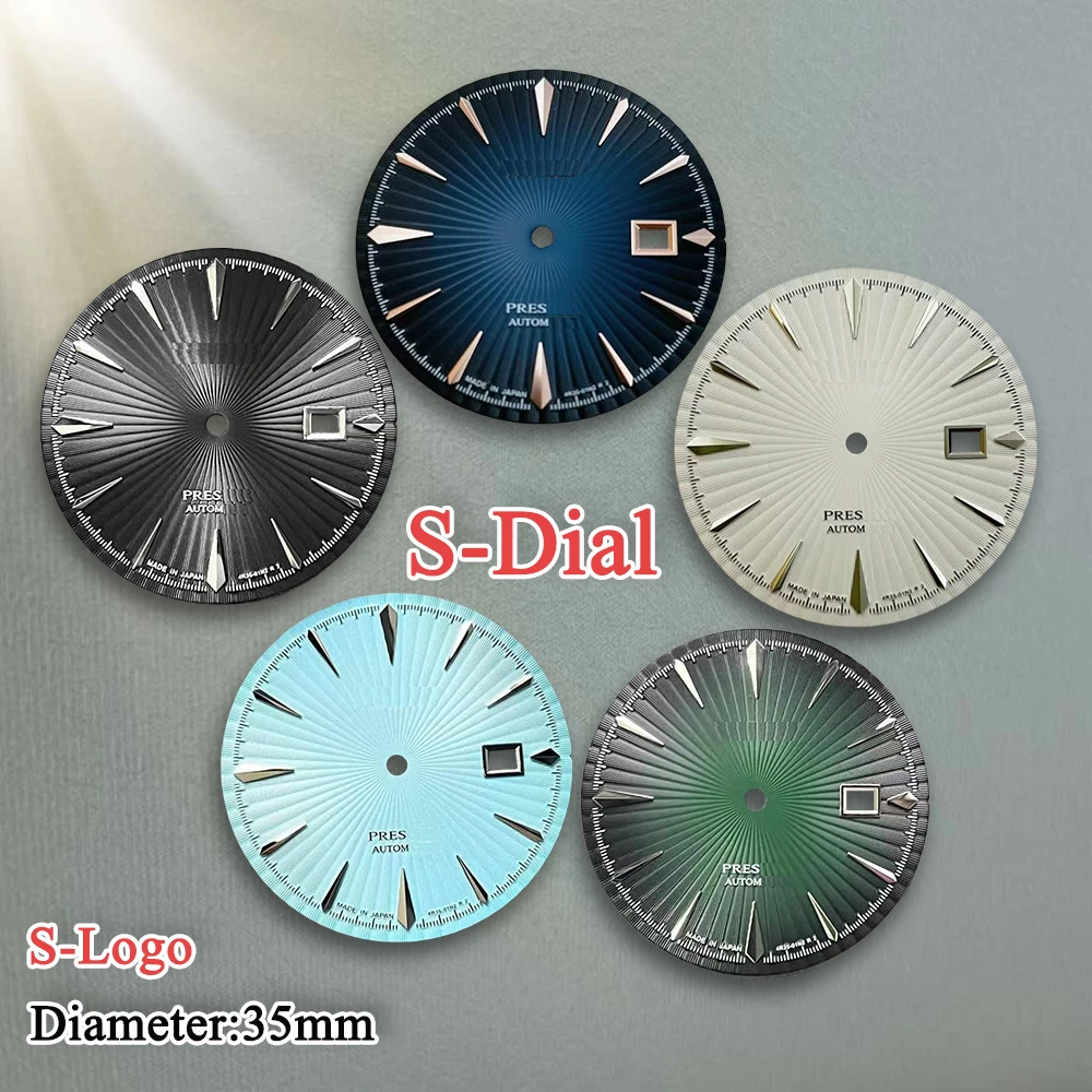 35mm S Logo NH35 Cocktail Blaue Farbe Zifferblatt Fit NH35 Uhrwerk Kein Leucht Hochwertige Uhr Modifikation Zubehör Reparatur Werkzeuge