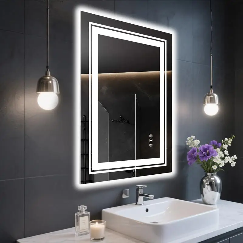 

32x32 Inch Frameless Smart LED Bathroom Mirror with Touch Control and Defogger
