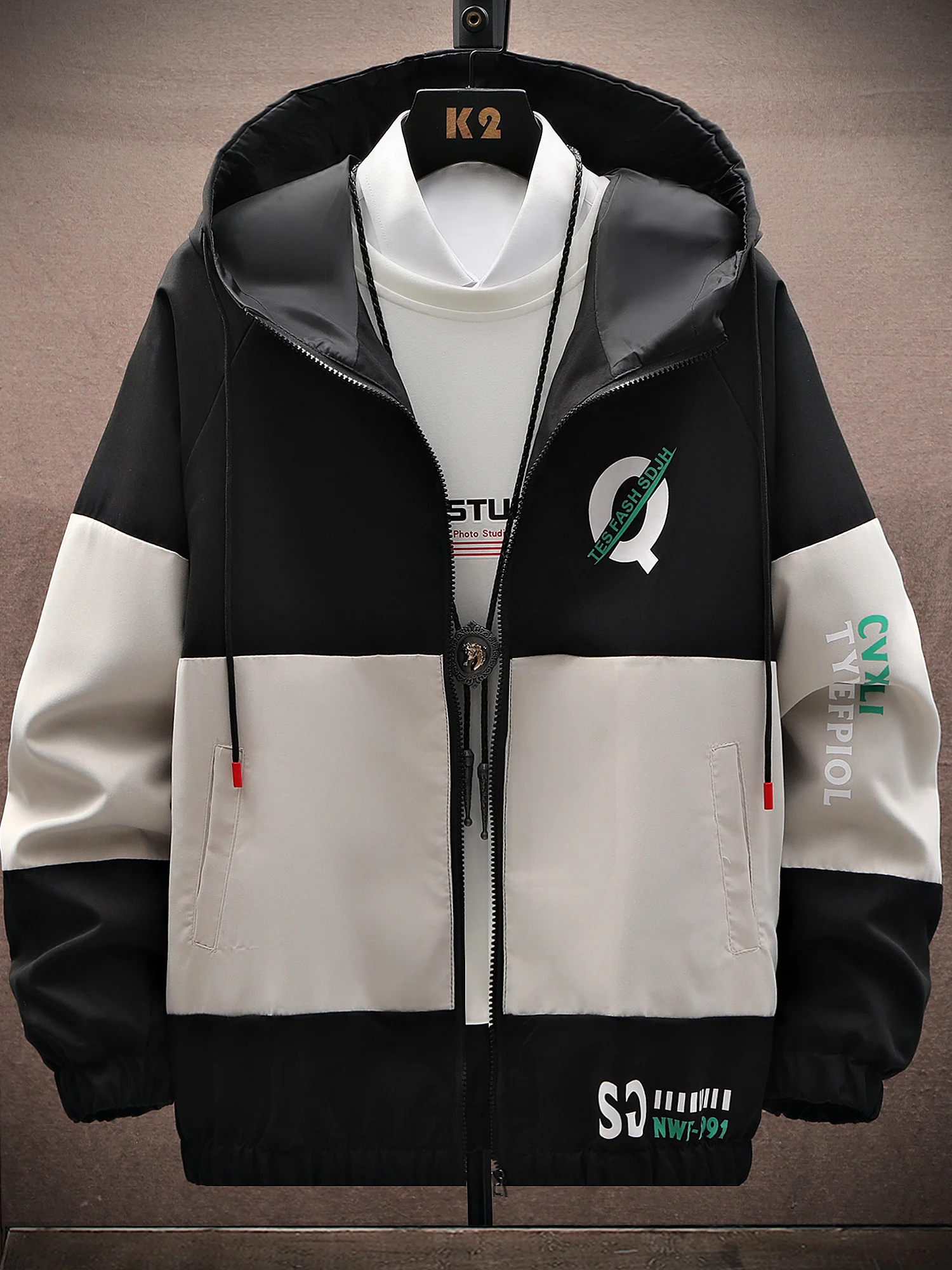 

Новинка 2025, мужская повседневная рабочая куртка с принтом и капюшоном, цветная блузка, дизайн, дышащее длинное пальто из смеси хлопка и полиэстера све