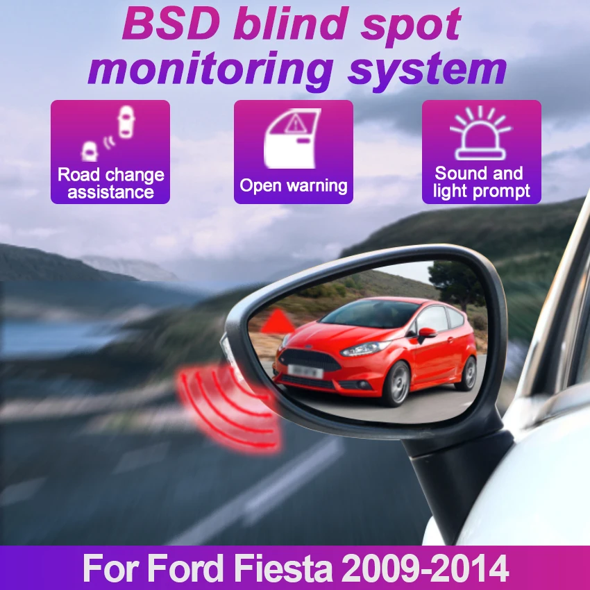 Car Rear Mirror Blind Spot Monitoring System BSD BSA BSM Radar Parking Sensor Assist Lane Changing For Ford Fiesta 2009-2014