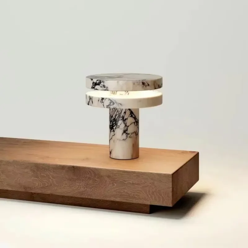Modern Luxury Marble Bedside Lamp Customizable Size Durable Table Light for Hotel Home Decoration Craft Nightstand Lighting