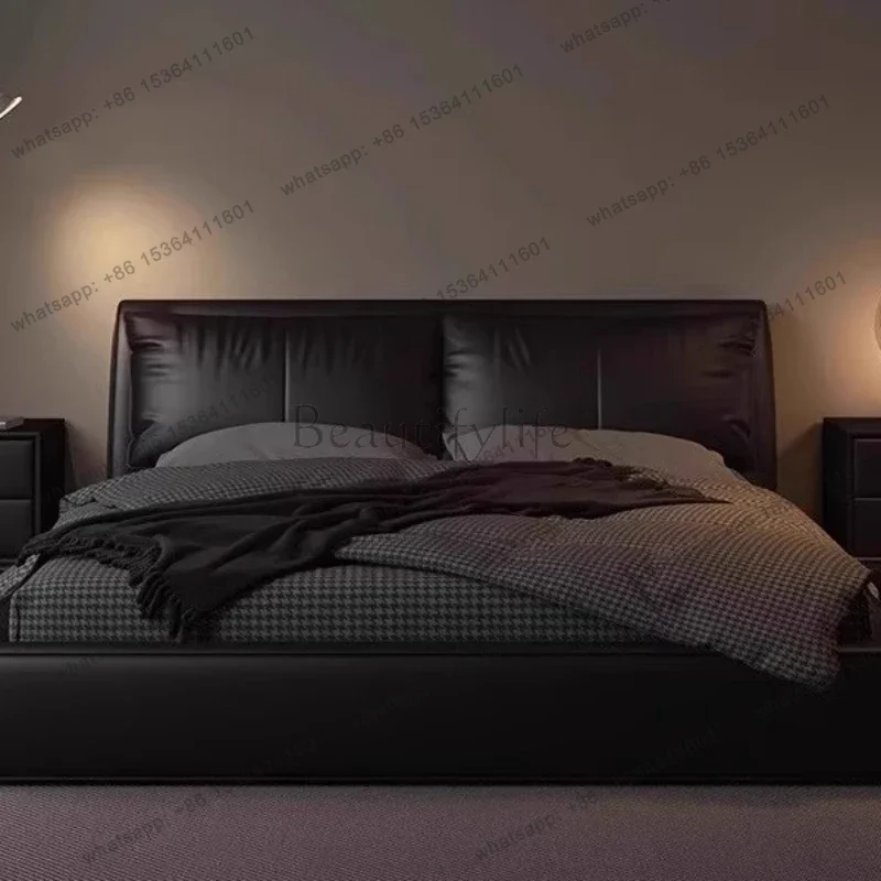 LJY Italian Light Luxury Leather Bed Modern Simple Sleeping Aesthetics Minimalist Bed Fashion Queen Unusual Muebles Salon Furnit