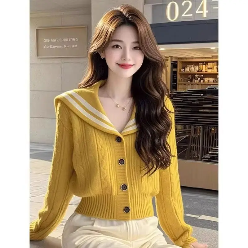 

Korean Autumn Winter New 2025 Long-sleeved V-neck Loos knitted Cardigan Ladies All-Match Knitted Sweater Jacket Female Top