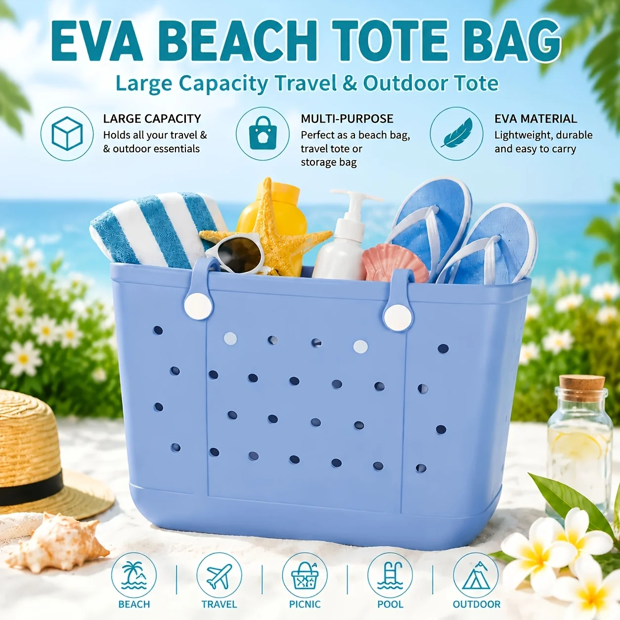 Multi-Purpose Beach Bag, Large-Capacity Sports Bag, Multi-Size Handbag for Outdoor Camping And Travel, Free Random Patches in Various Colors And Styles