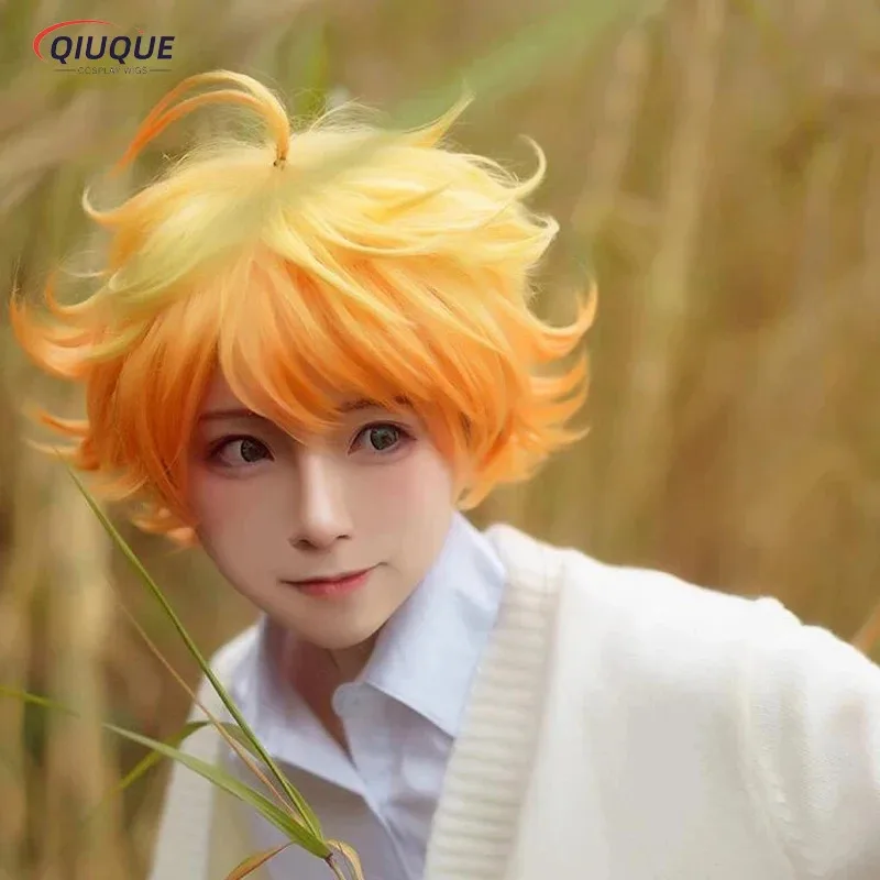 2025 yiyi Yakusoku no Neverland 63194 إيما الباروكات 30 سنتيمتر قصيرة مقاومة للحرارة الشعر الاصطناعية Perucas تأثيري + غطاء شعر مستعار