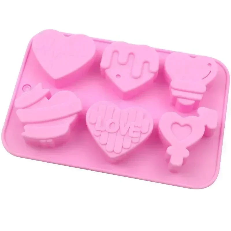 Valentine's Day DIY Chocolate Candy Mold Accessories Pink Handmade Mold Love Silicone Mold Romantic Creative Couple Gift