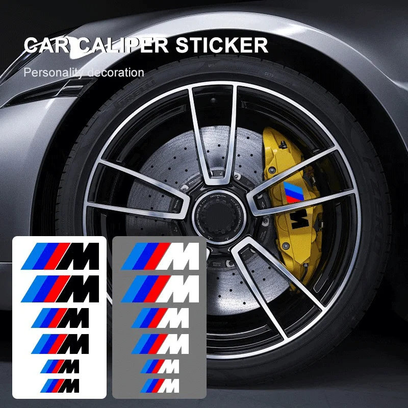 Conjunto de 6 Adesivos para Caliper de Carro, Adesivos Resistentes para Decoração de Roda de Moto e Carro