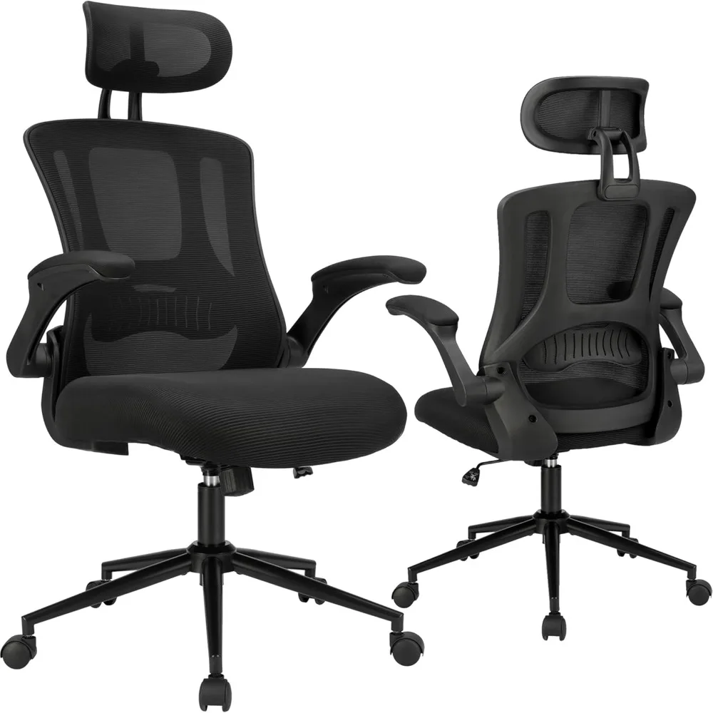 

Ergonomic Office Desk Chair - Comfy Mesh Computer Chair with Flip-up Arms & Lumbar Support & Headrest & Tilt Function