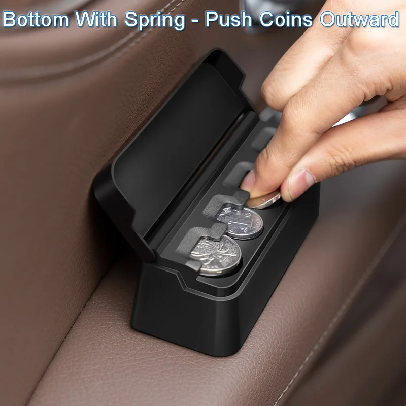 Black 4 Slots Coin Dispenser Car Coin Holder Sorter Collector With Spring Mini Portable Storage Safe Box For Shop Outdoor Car