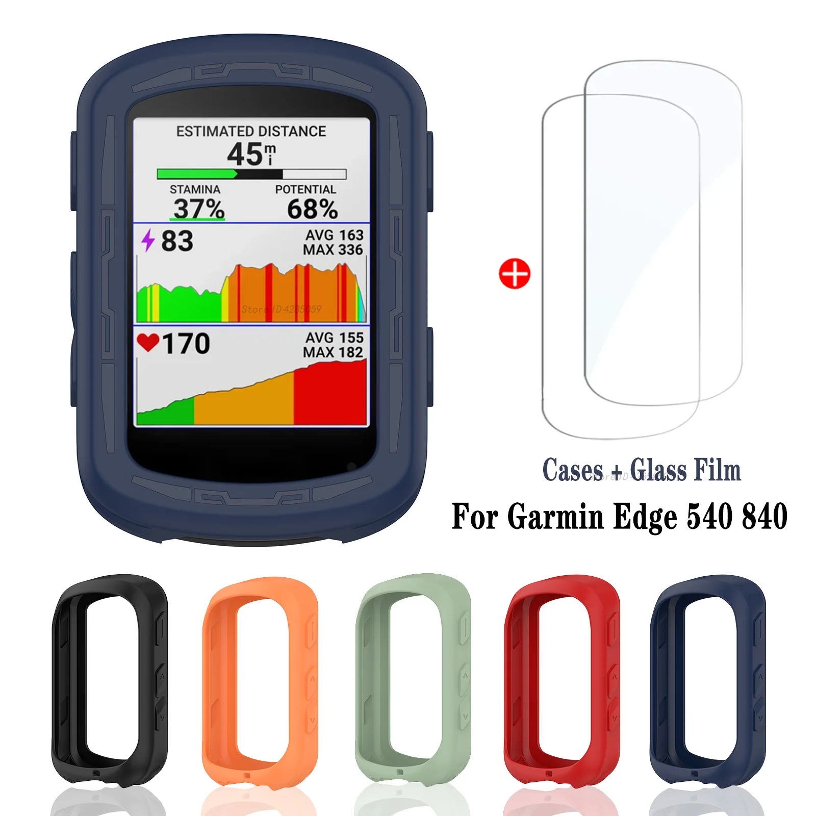 2Pcs kaca Tempered + casing silikon untuk Garmin Edge 540 GPS sekitar Stopwatch layar pelindung penutup untuk Garmin Edge 840
