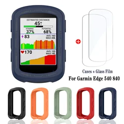 2Pcs Tempered Glass + Silicone Case for Garmin Edge 540 GPS All-Around Stopwatch Screen Protector Cover for Garmin Edge 840