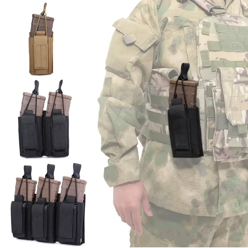 Tactical Rifle Magazine Pouches Single Double Triple Ammo Holder Hunting Pistol Molle 2 Layer Mag Pouches for M4 M14 M16 AK AR