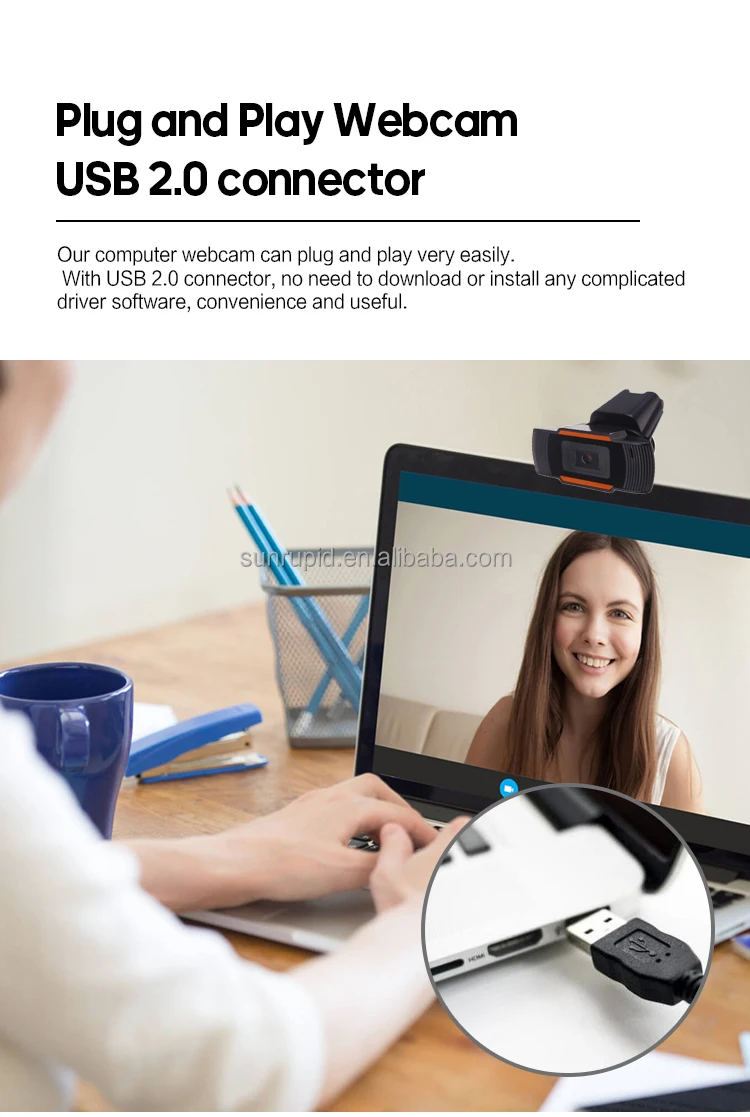 Alta qualidade 1080p Plug and Play USB Webcam Full HD 1080P Câmera para jogos de computador com sensor de imagem CMOS