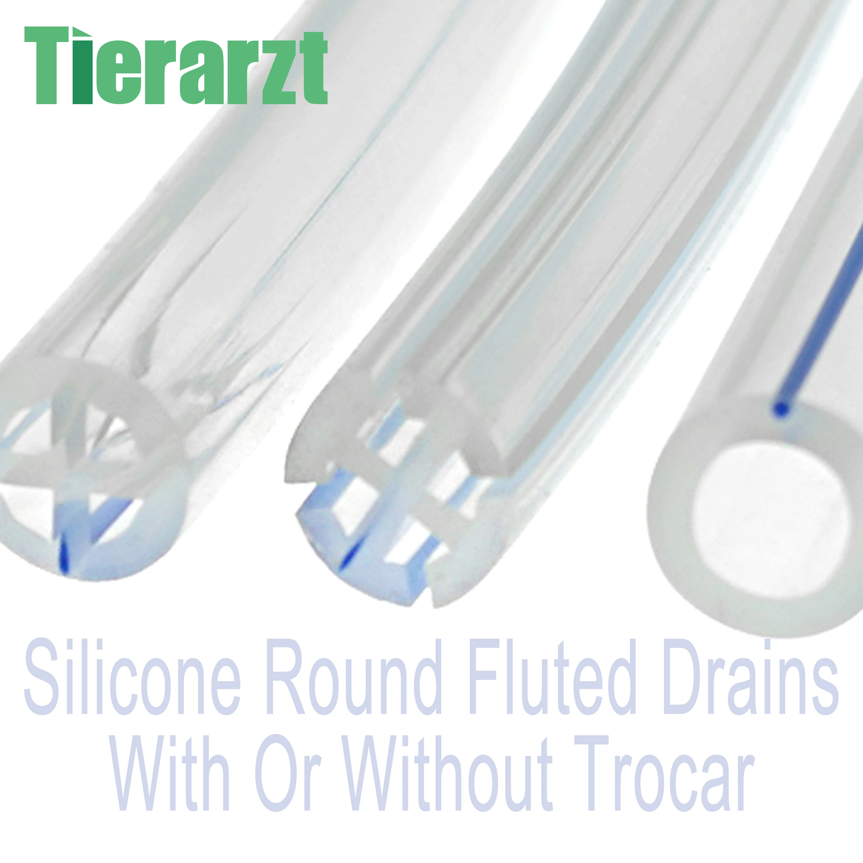 Pet Medical Silicone Round Fluted Drains With Or Without Trocar Veterinary Clinic Veterinary Equipment Veterinary Accessories