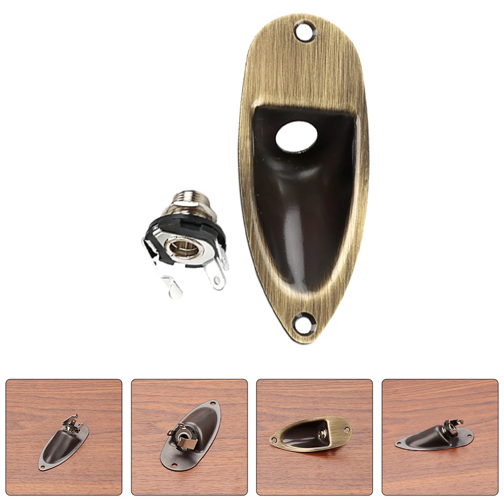 

Boat Style Metal Input Replacement Pickup Output Socket Electric Parts Cover Parts Guitar Jack Plate Metal Input Jack Plate For