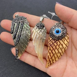 Wing Black Shell Rhinestone Boutique Pendant DIY Necklace Jewelry Making Wholesale Designer Glamour Fashion Women's Accessories