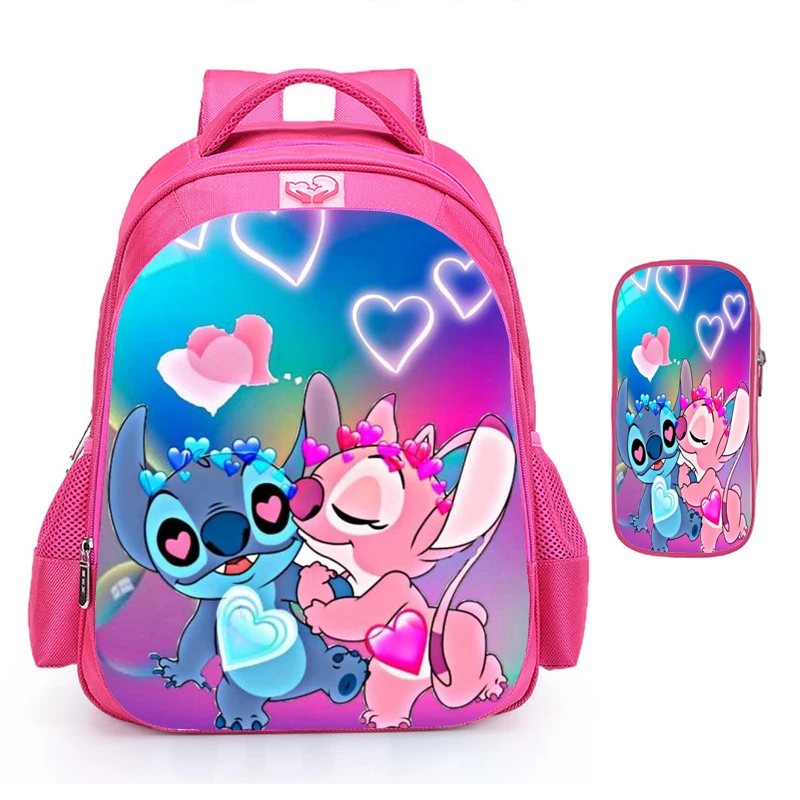 Lilo & Stitch Backpacks Pink Cartoon Schoolbag Girls Backpack Children Primary Software Children Mochilas For Grade 1-6