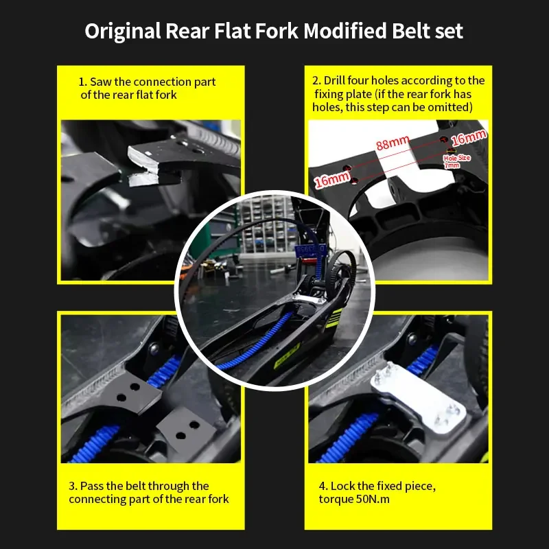 For SURRON Light Bee X Secondary Drive Rear Flat Fork Modified Belt Set Kit CNC Anodizing SUR-RON Parts Color Pulley Gates Belt