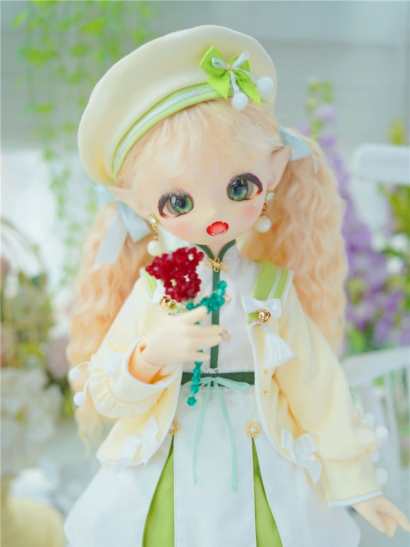 BJD Doll Wig In Stock Toy Girl 1/3 1/4 1/6 Soft Mohair Low Double Ponytail Curly Hair Baby Colorful Date Lovely Doll Accessories