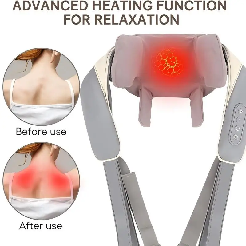 شياتسو مدلك الظهر والرقبة مع الحرارة اللاسلكي مدلك الكتف الكهربائية العميق الأنسجة العجن وسادة تدليك لعضلات الساق الجسم #3