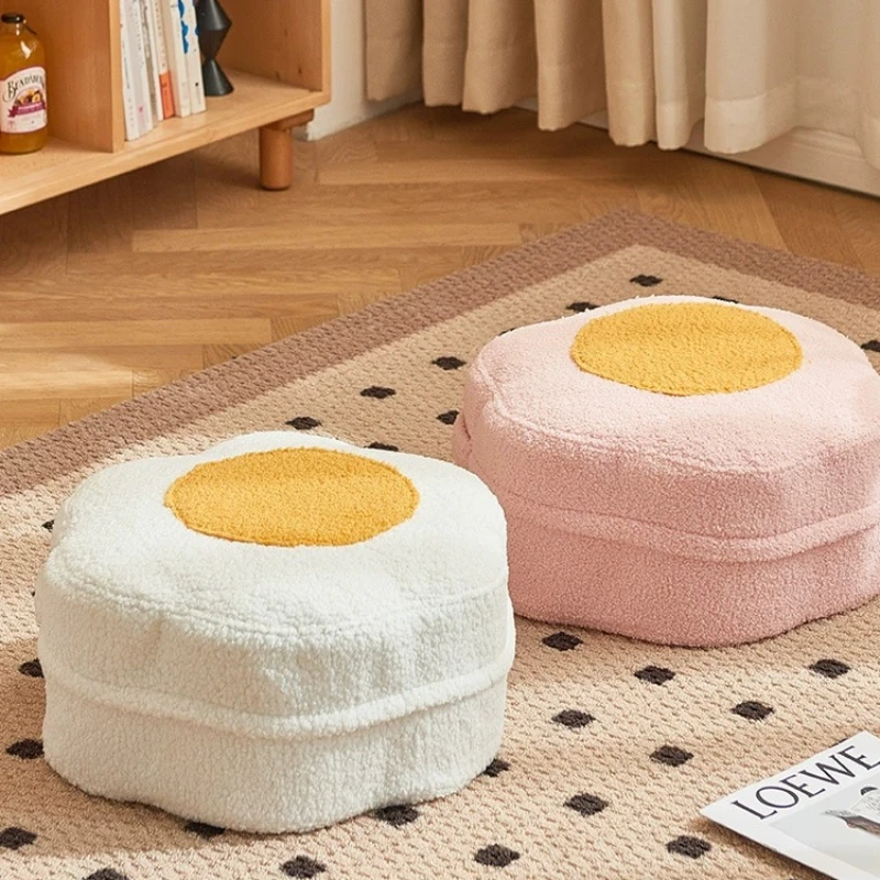 Small Household Lamb Plush Flower Low Seat, Ins Bedroom, Living Room, Sofa Mat, Footstool, Doorstep, Shoe Changing Chair