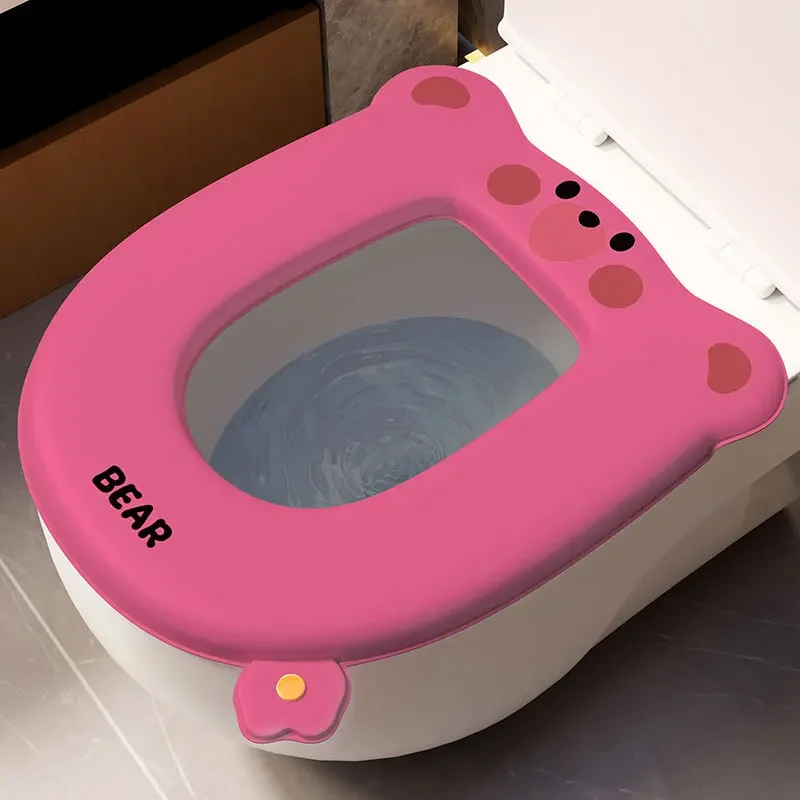 Little Bear EVA Waterproof Lavatory Decor Supplies Cartoon Fun Homestay Toilet Seat Covers No Need To Wash and Wipable Cushions
