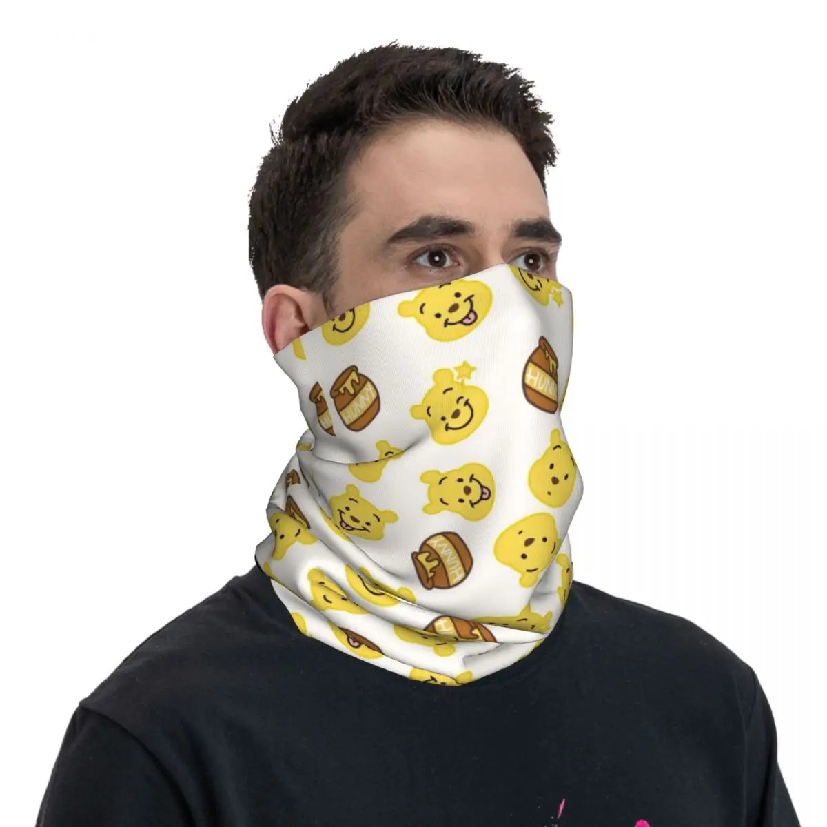 Custom Winnie The Pooh Pattern Bandana Neck Warmer Men Women Winter Ski Hiking Scarf Gaiter Animation New Face Cover