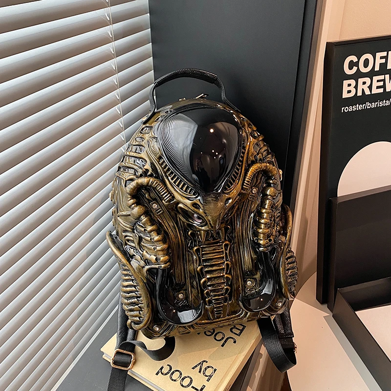 

2025 New Creative Personality Acrylic Backpacks Super Cool Stylish Design Punk 3D Alien Monster Backpack for Unisex High Quality