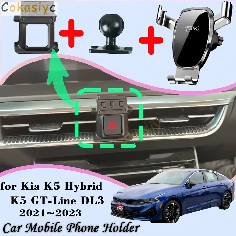 Car Mount for Kia K5 Hybrid K5 Optima GT-Line DL3 2021~2023 Air Vent Mobile Phone Holder GPS Bracket Gravity Stand Accessories