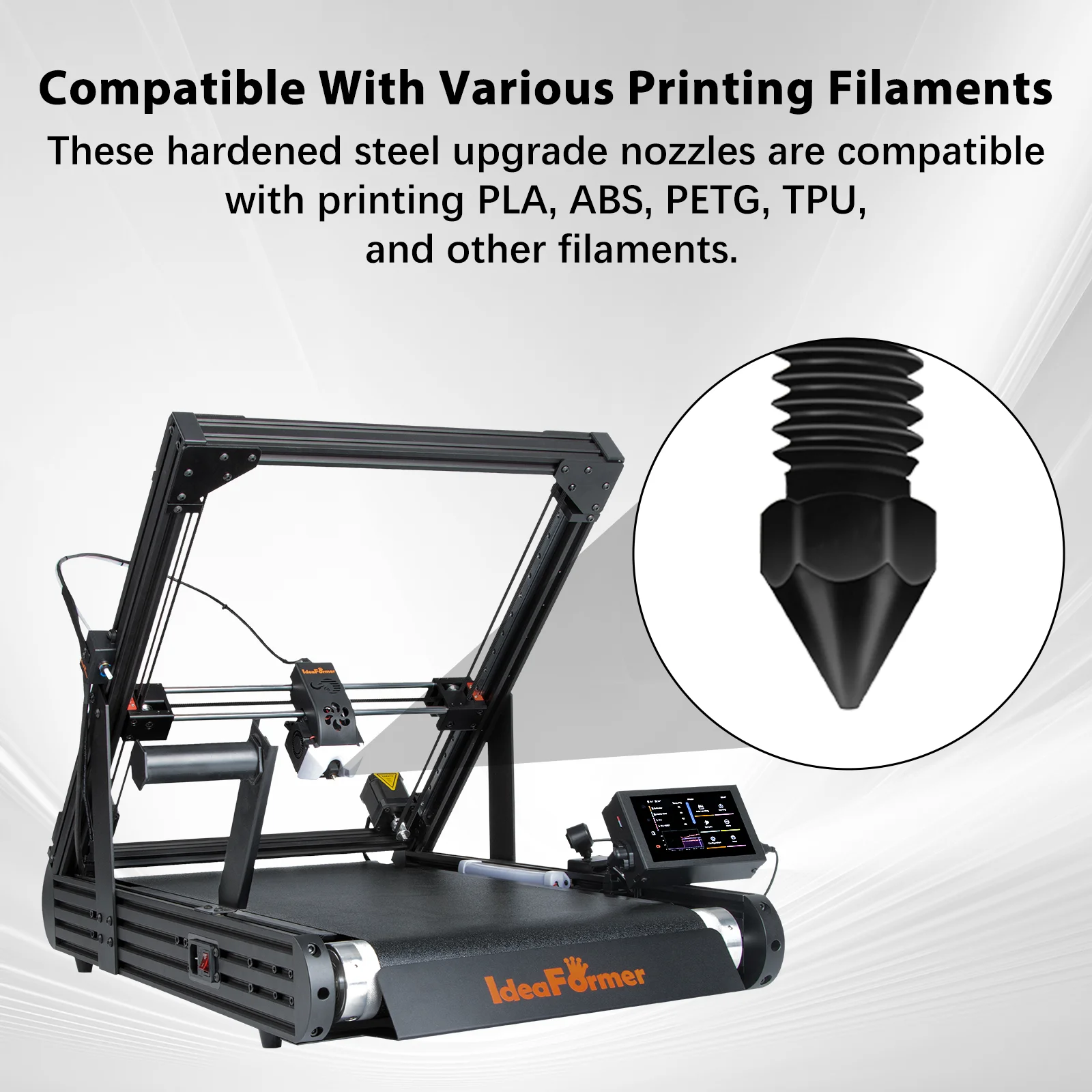 Bico de aço endurecido, 5 peças para impressora de cinto ideaformer ir3 v2 0.4/0.6/0.8mm para ideaformer ir3 v2/v1 cinto peças de impressora 3d
