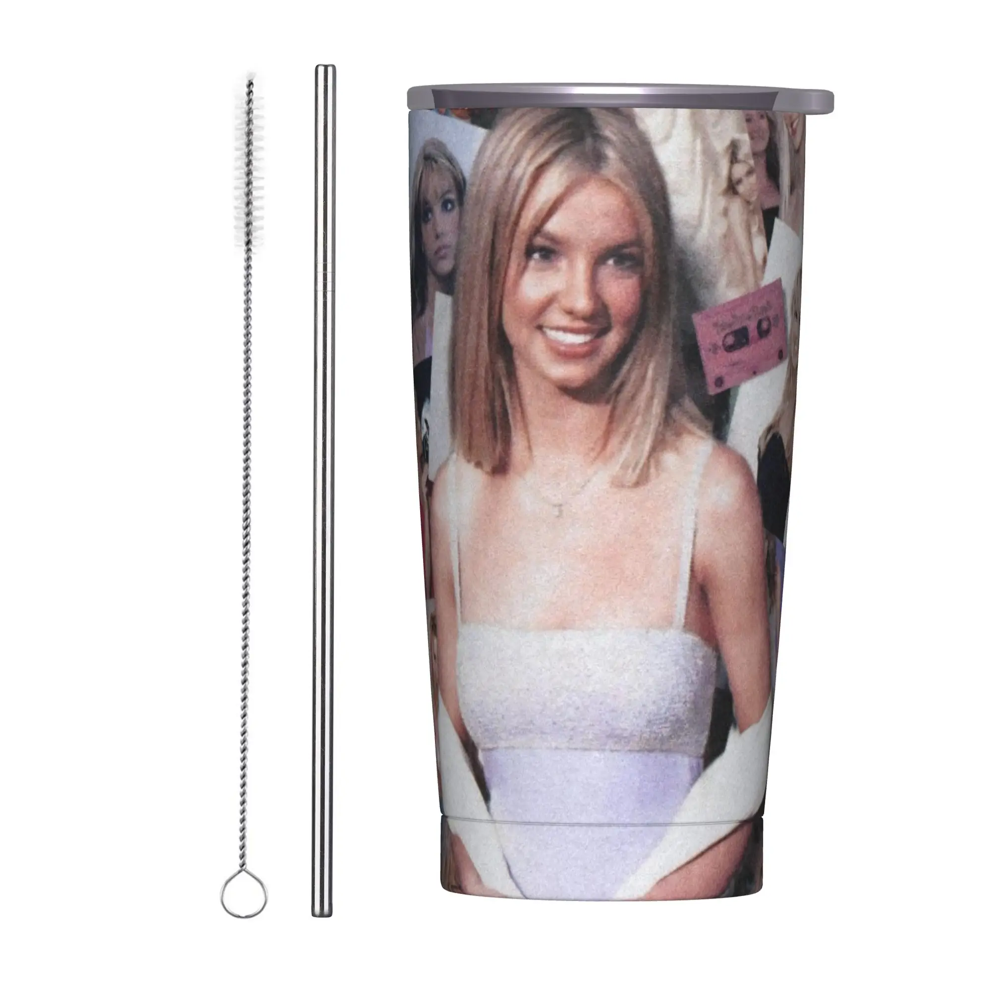 Singer Britney Spears Tumbler Vacuum Insulated  Thermal Cup Stainless Steel School Mug Water Bottle 20oz