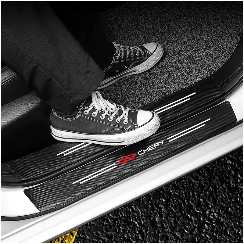 Carbon Fiber Car Door Sill Protector Sticker Anti-Scuff Door Entry Trim Strip For Chery Tiggo 5x 7 8 8 Pro 3x Arrizo 5 Arrizo 8