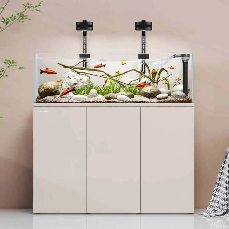 Minjiang stream tank landscaping fish tank living room ultra-white glass water-free bottom filter aquarium ornamental fish
