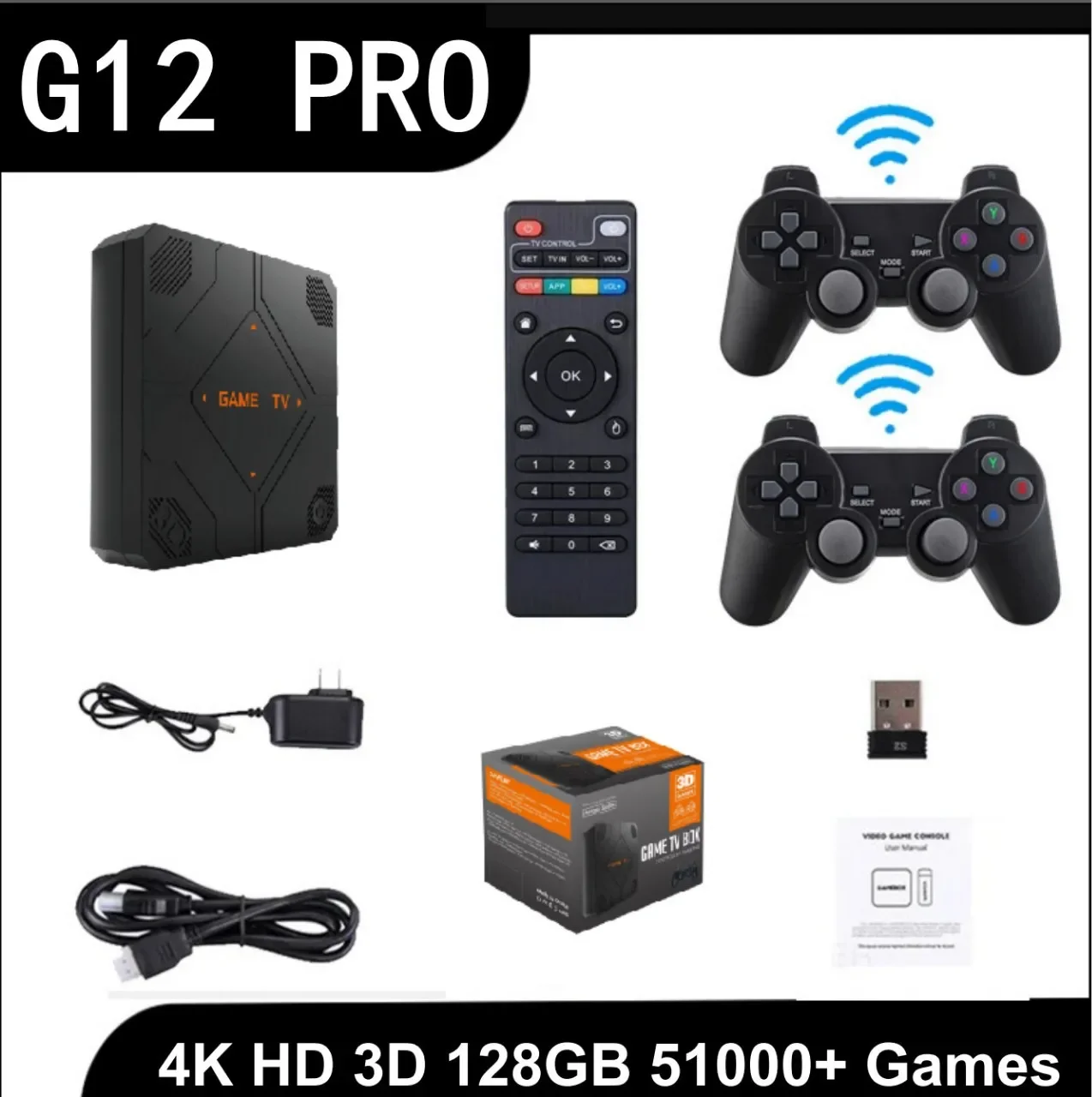 G12 PRO Retro Game Stick Box HDMI TV Game Console Dual Systeem Open Source Arcade 3D Set Top Box voor PSP/PS1 50000 Games